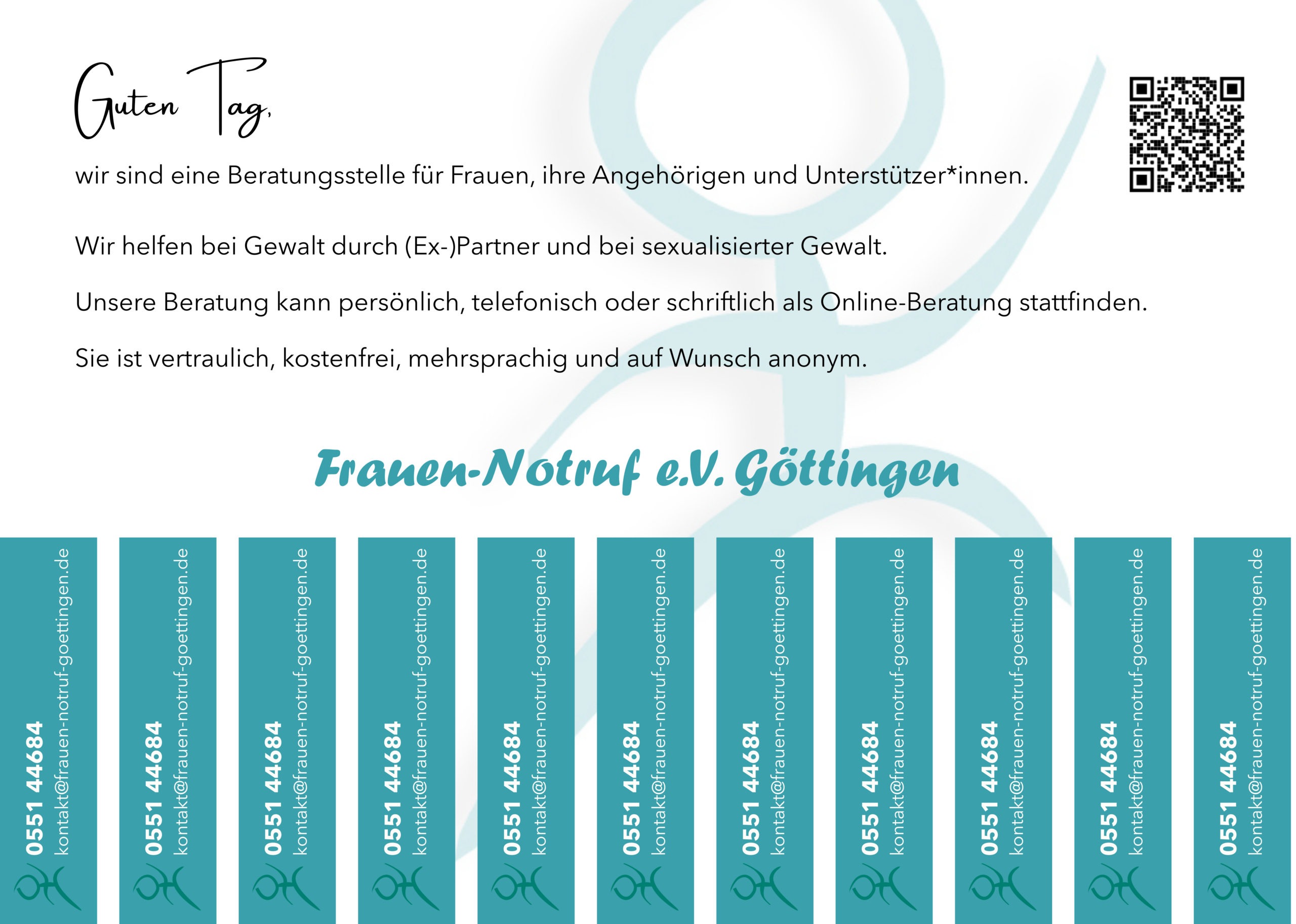 Abreißzettel mit Kontaktinformationen